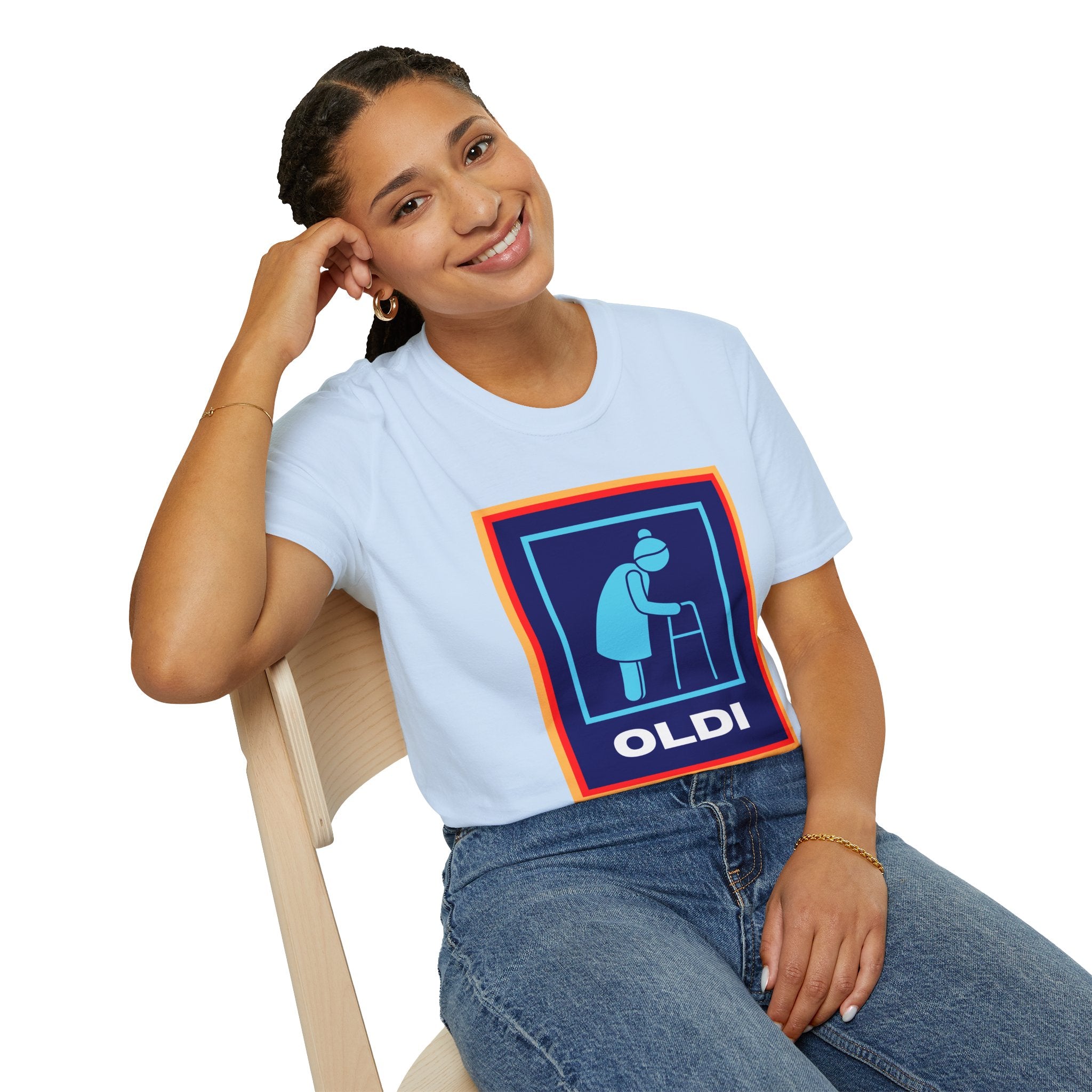 Old lady with Walking Stick Aldi Parody T-Shirt