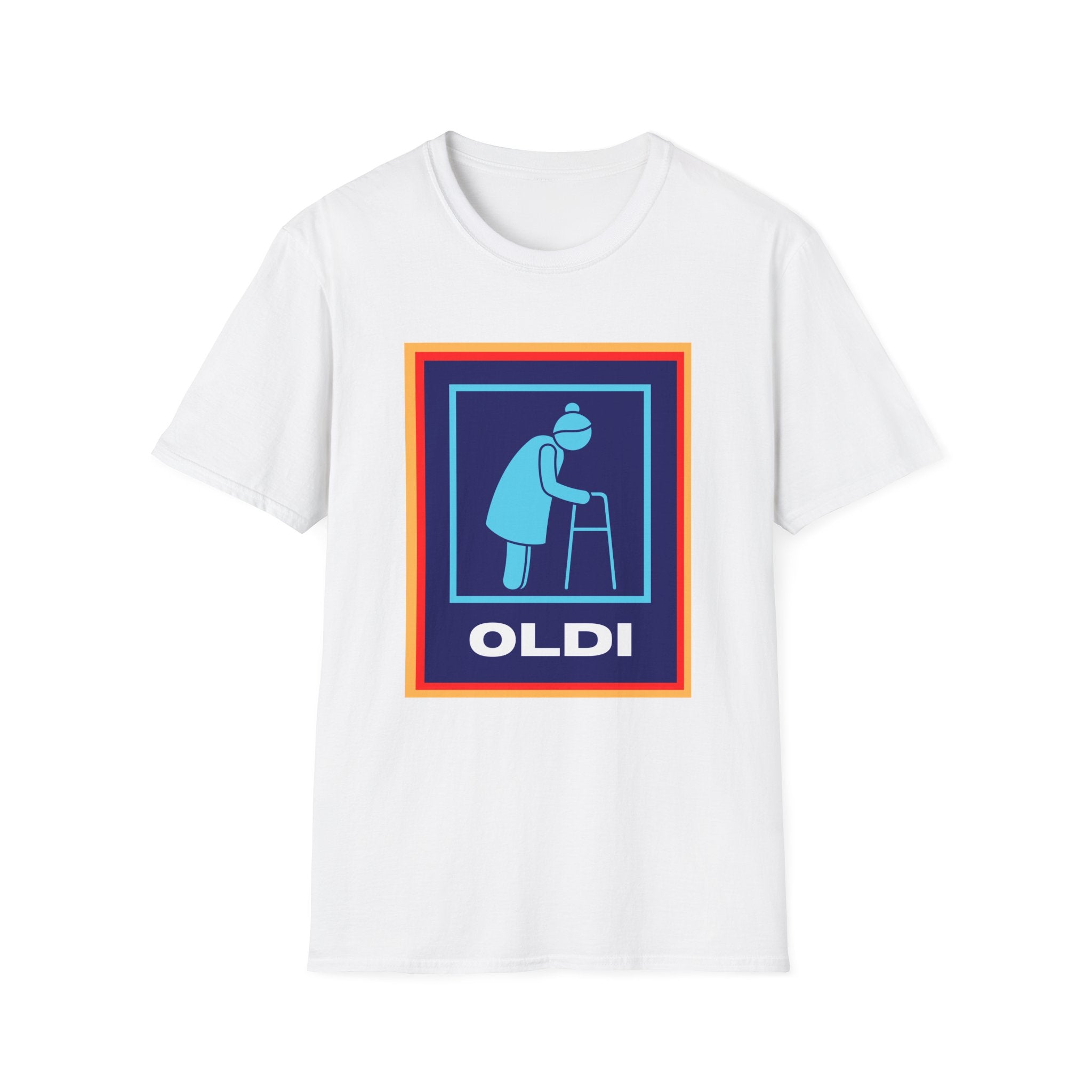 Old lady with Walking Stick Aldi Parody T-Shirt