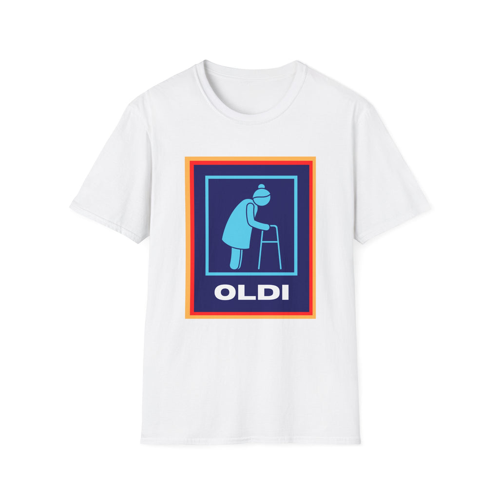 Old lady with Walking Stick Aldi Parody T-Shirt