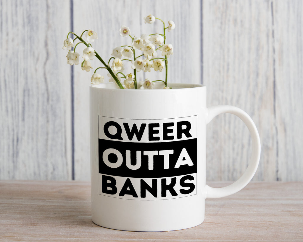 Qweer outta Banks ACT Novelty Mug Gay Pride LGBTQIA Coffee Cup