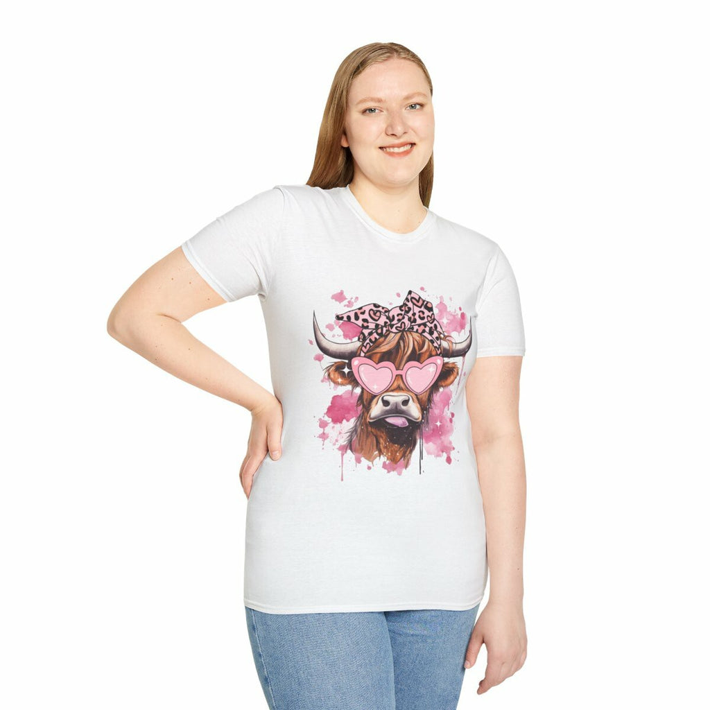Love Highland Coo unisex t-shirt White Valentine's Day Cow Tee