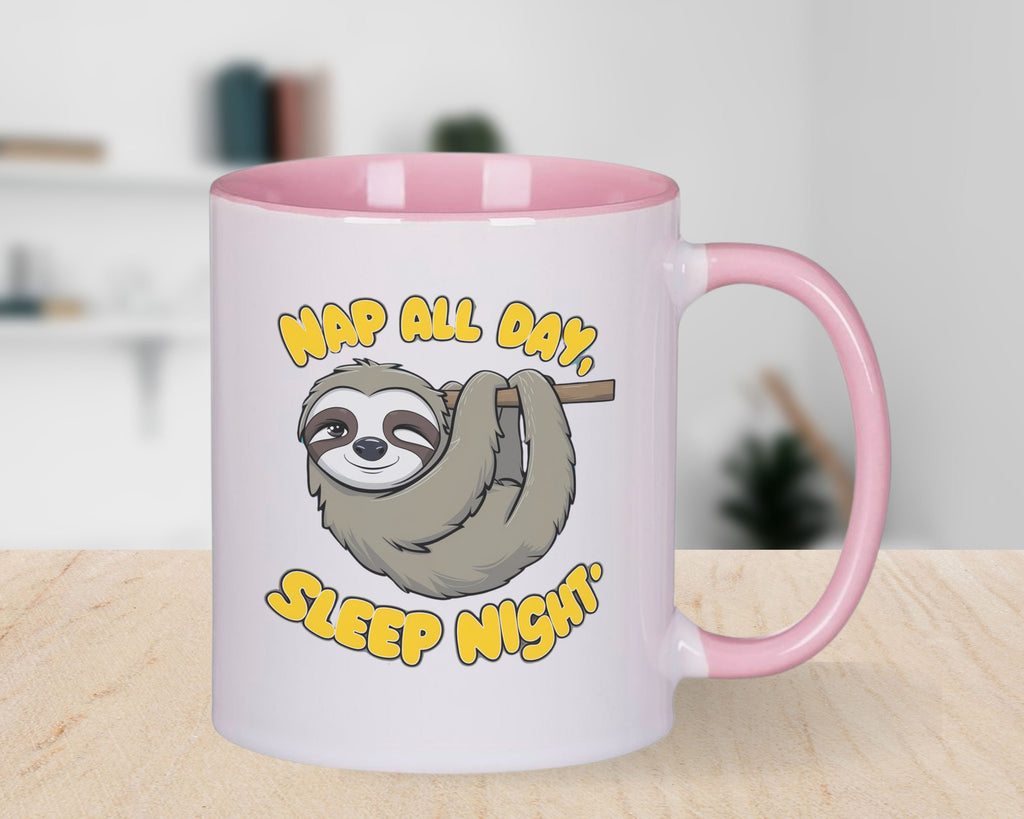 Sloth Novelty Mug Coffee Cup Nap all Day Sleep all Night