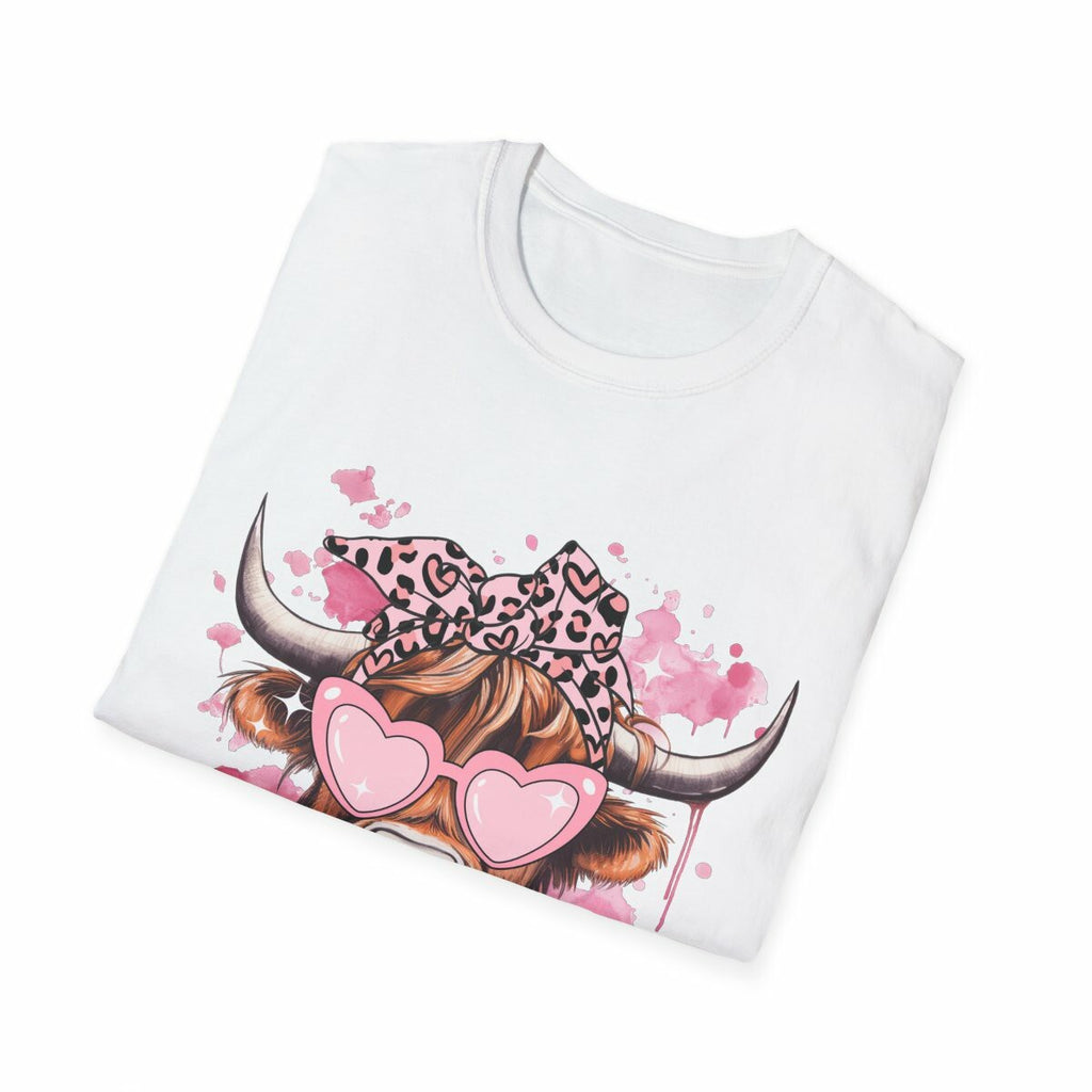 Love Highland Coo unisex t-shirt White Valentine's Day Cow Tee