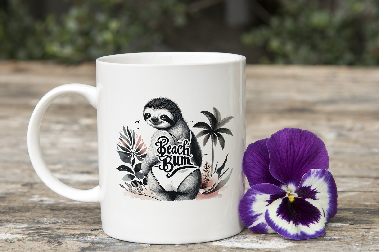 Funny Beach Bum Sloth Novelty Mug Coffee Cup Tea Gift