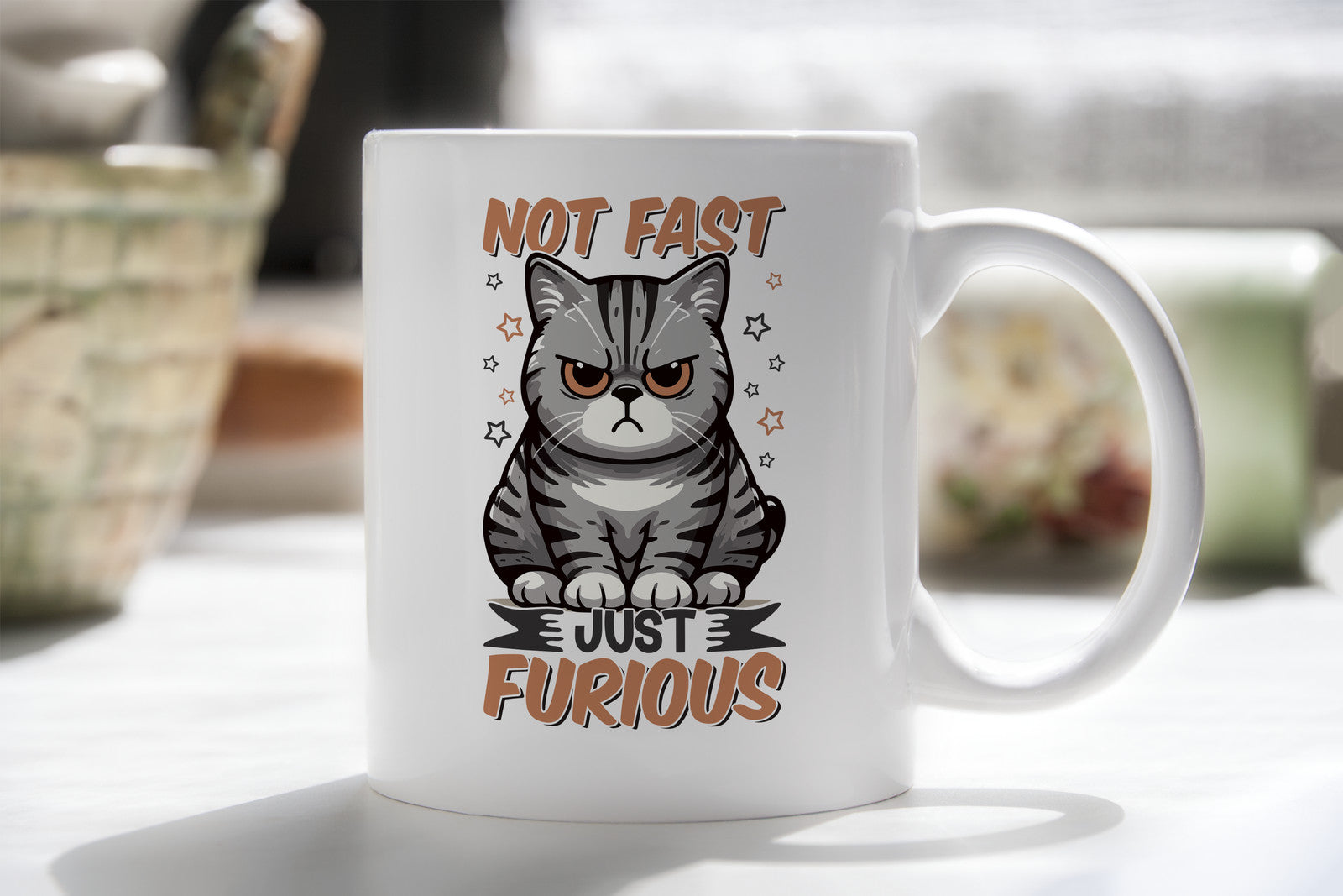 Not Fast Just Furious Cat Novelty Mug Caffeine Tea Cup