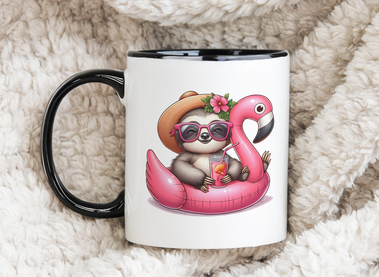 Sloth Flower Hat Novelty Mug Caffeine Pool Party Inflatable flamingo Tea Cup