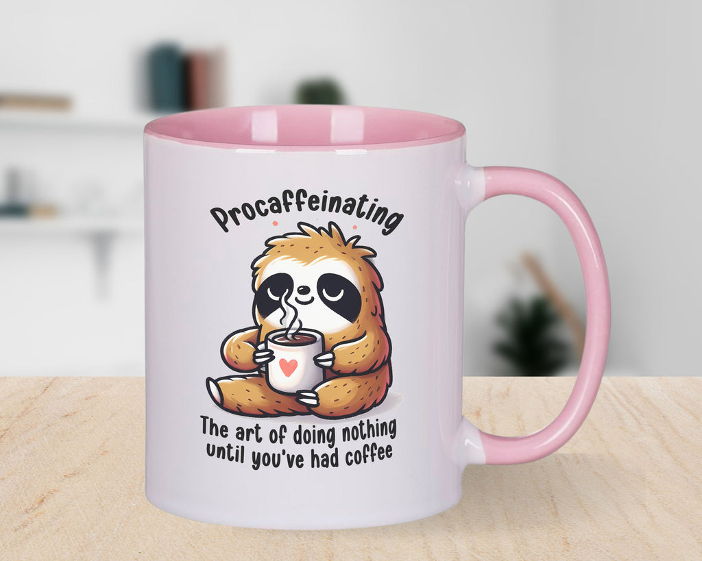 Procaffeinating Novelty Mug Sloth the art of doing nothing Coffee Cup