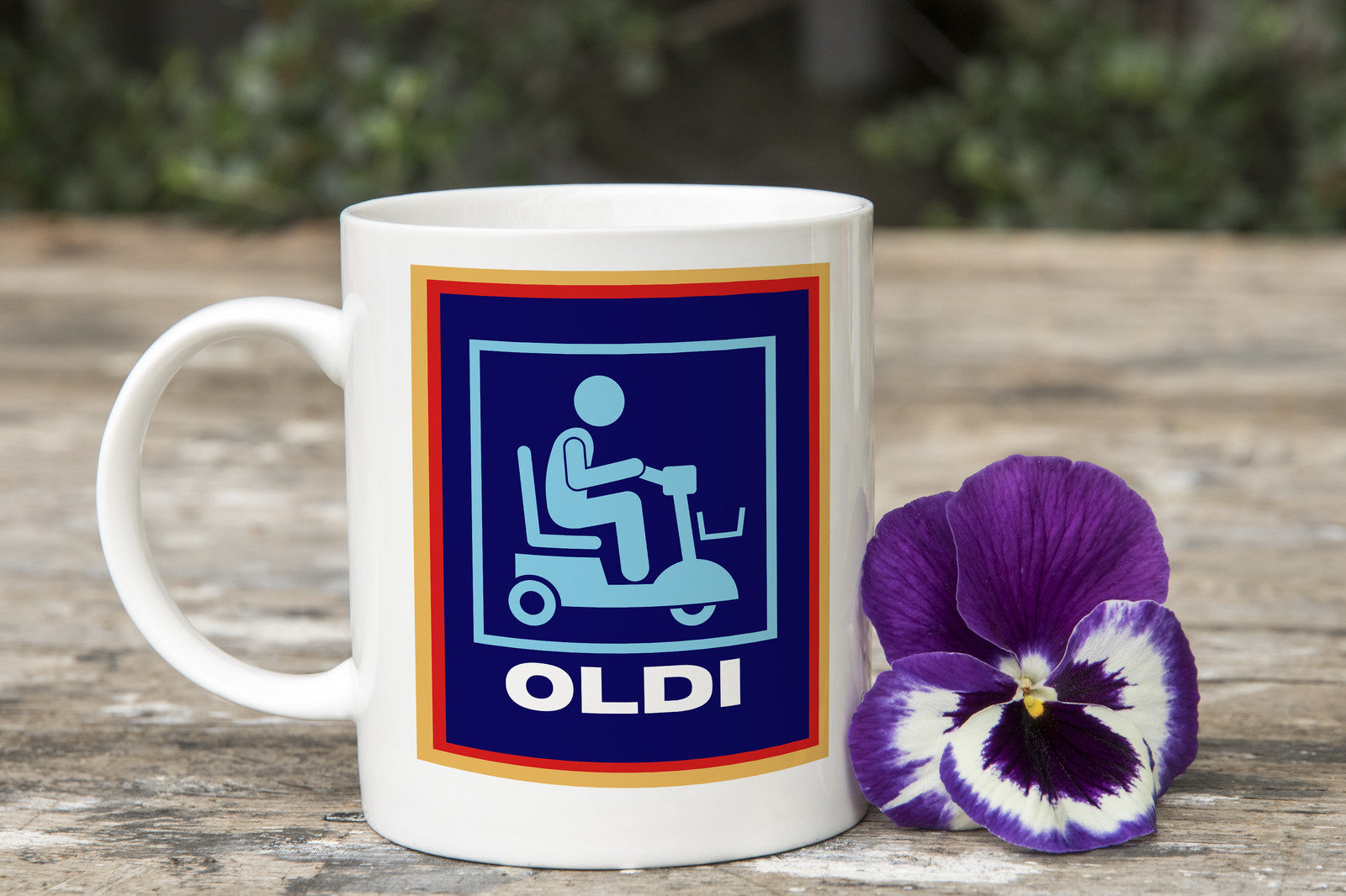 Oldi Mobility Scooter Funny Novelty Mug Aldi Parody Father's Mother's Day Gift