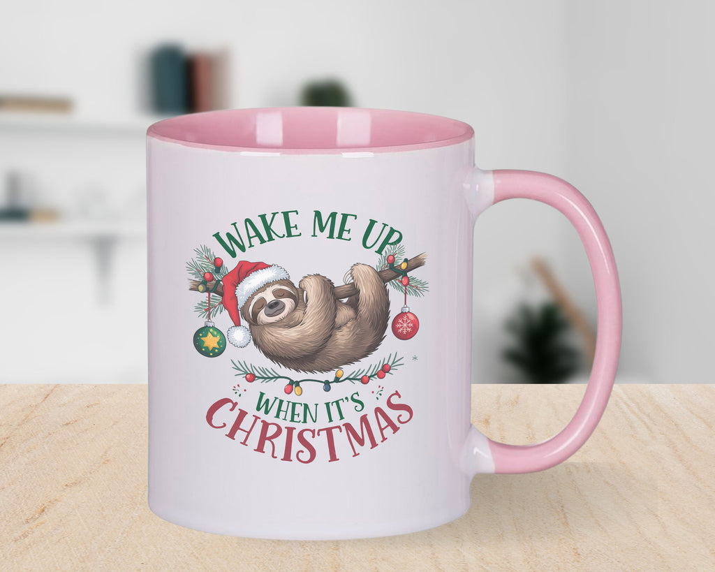 Sloth Christmas Mug Coffee Wake me up when It's Christmas Novelty Cup