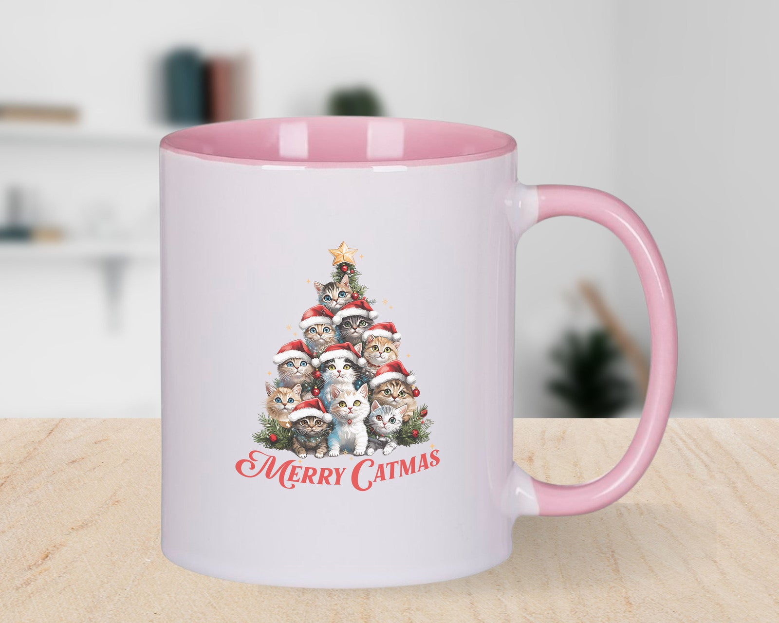 Merry Catmas Novelty Mug Cat Lover Cute Christmas Tree Coffee Cup