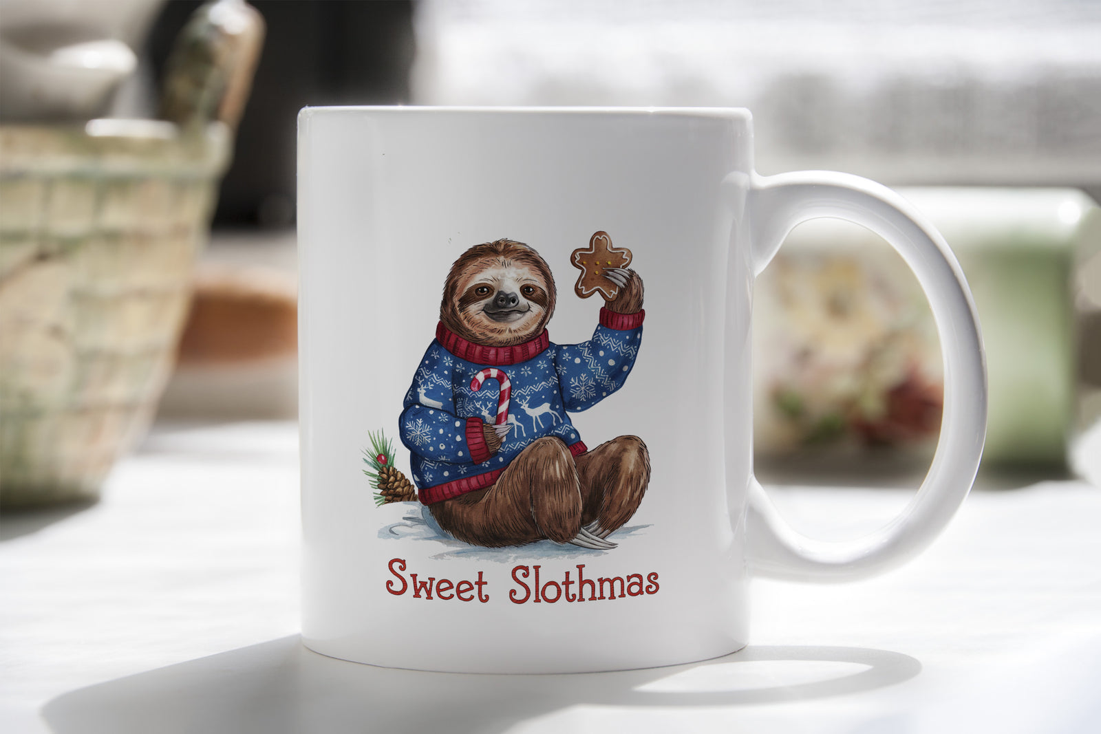 Christmas Sloth Mug Sweet Slothmas Coffee Novelty Cup