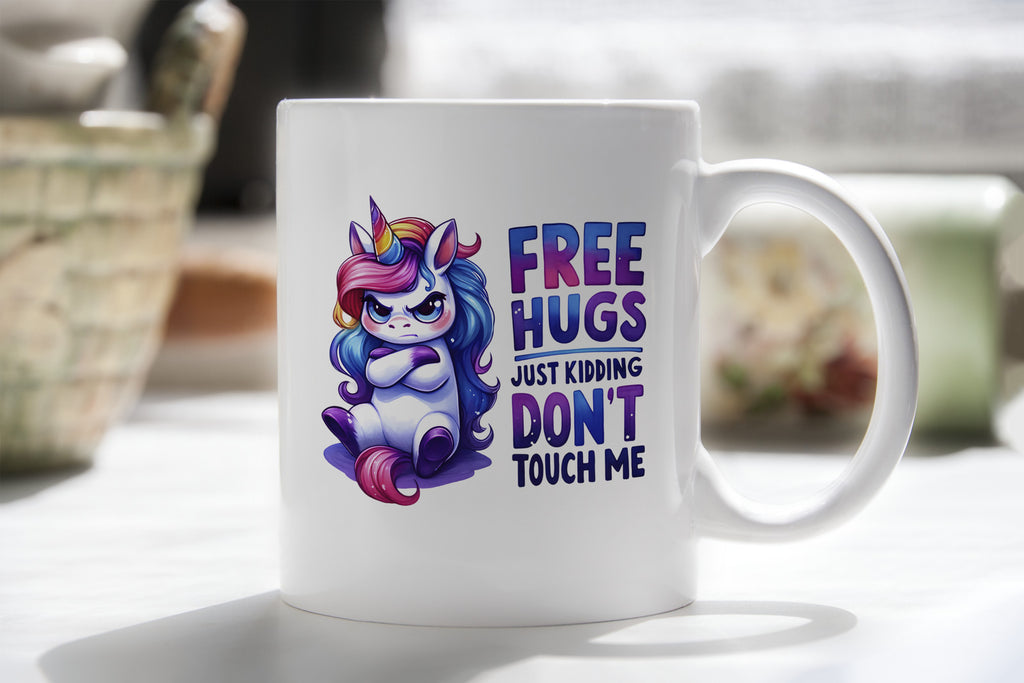 Free hugs just Kidding Don't Touch Me Novelty Mug ASD Coffee Cup