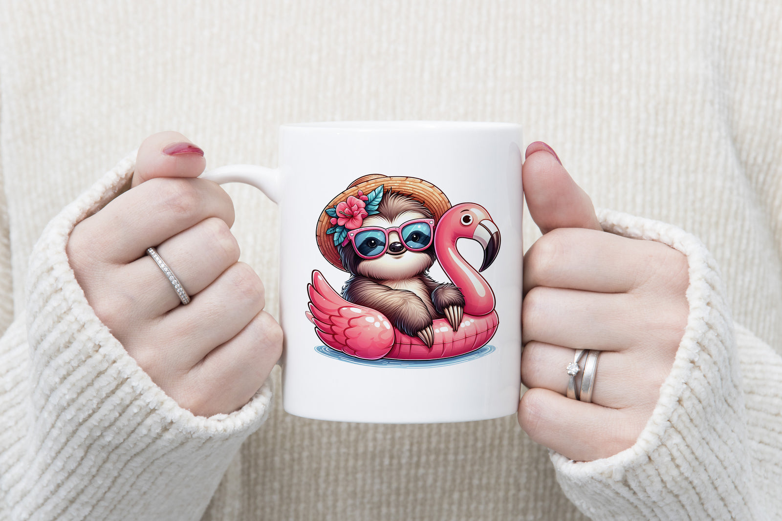 Sloth on float Novelty Mug Caffeine Pool Party Inflatable flamingo Tea Cup