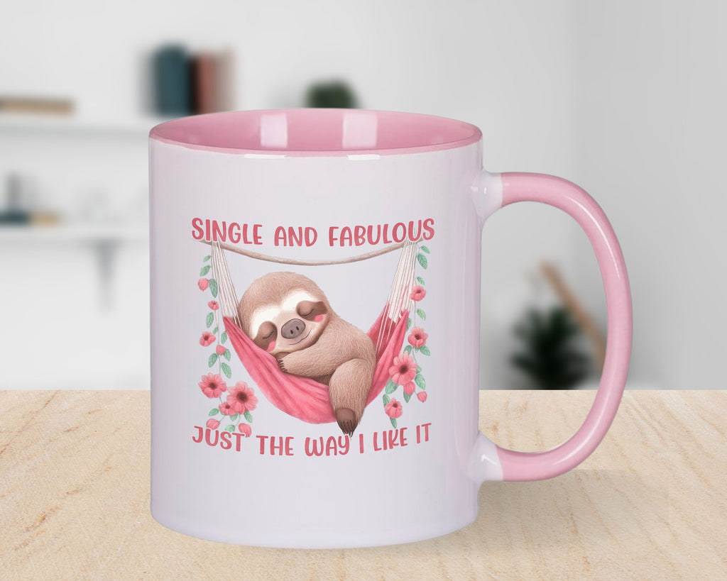 Single and Fabulous Sloth Novelty Mug anti Valentines Day Coffee Caffeine Cup
