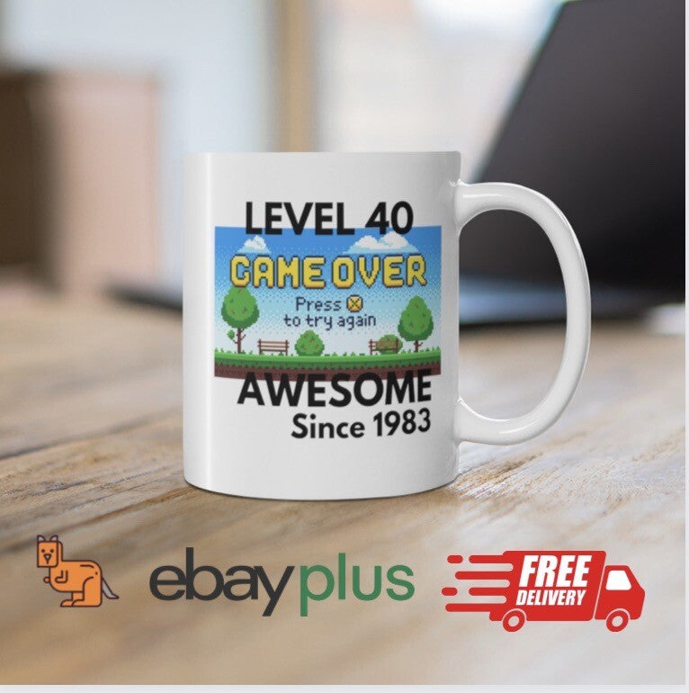 40th year old birthday mug gamer novelty mug funny 40 year old 1983