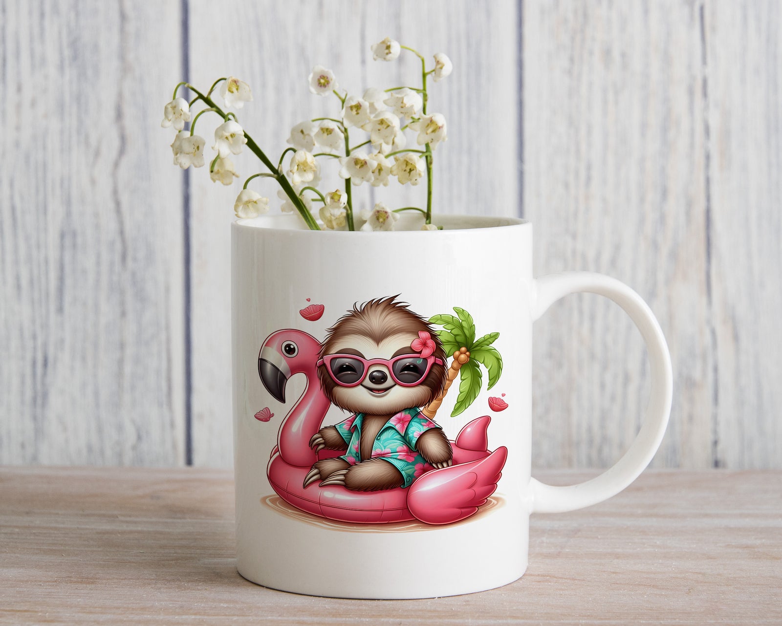 Pool Party Sloth Novelty Mug Caffeine Inflatable flamingo Tea Cup