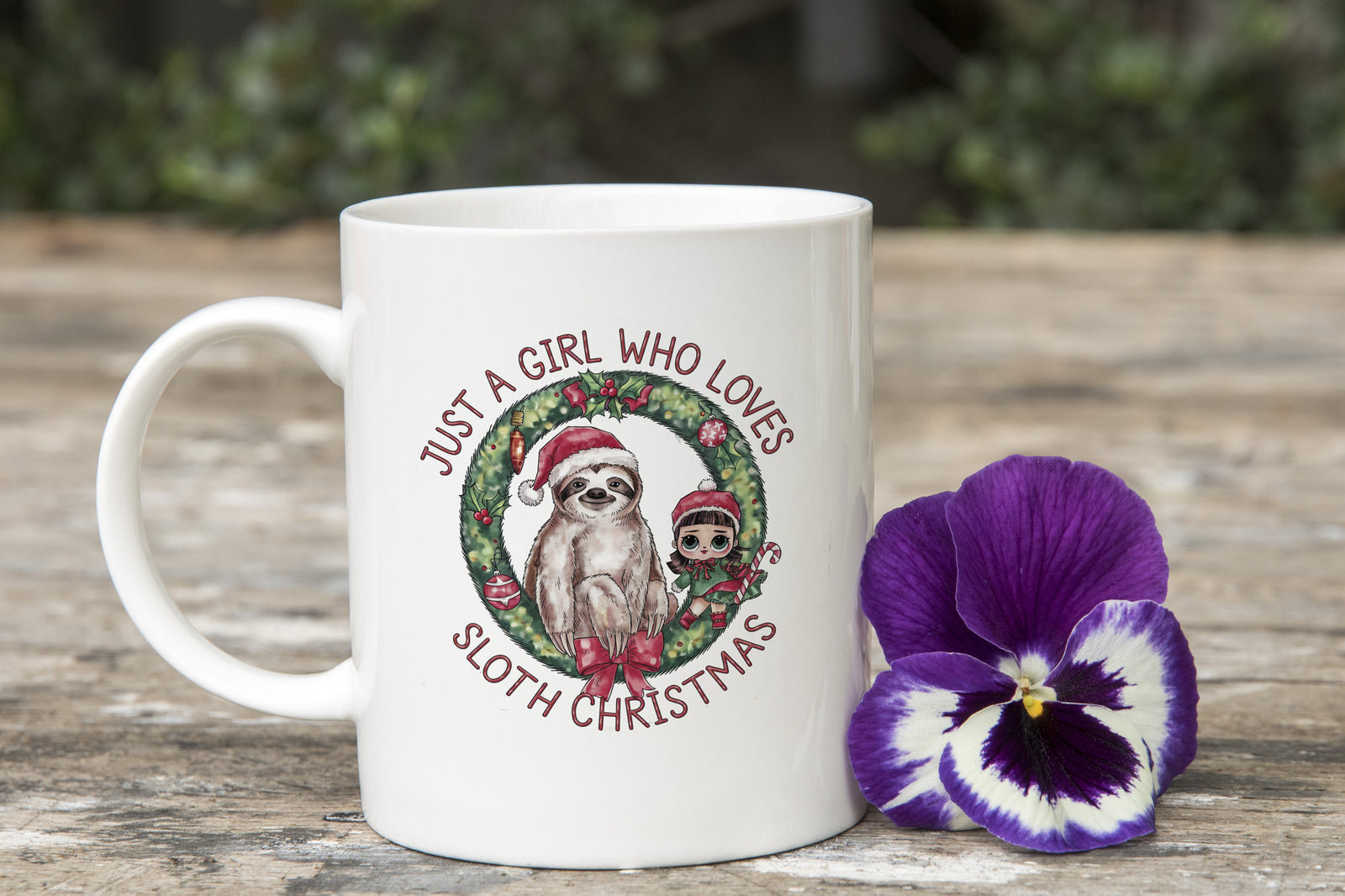 Just a Girl Who Loves Christmas and Sloth Novelty Mug Coffee Cup
