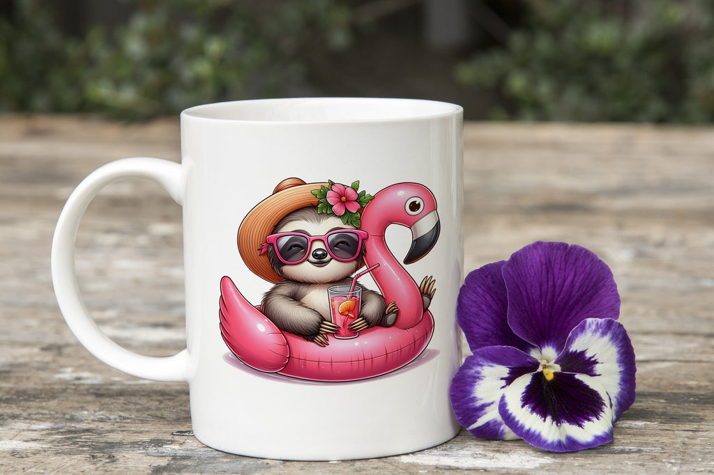 Sloth Flower Hat Novelty Mug Caffeine Pool Party Inflatable flamingo Tea Cup