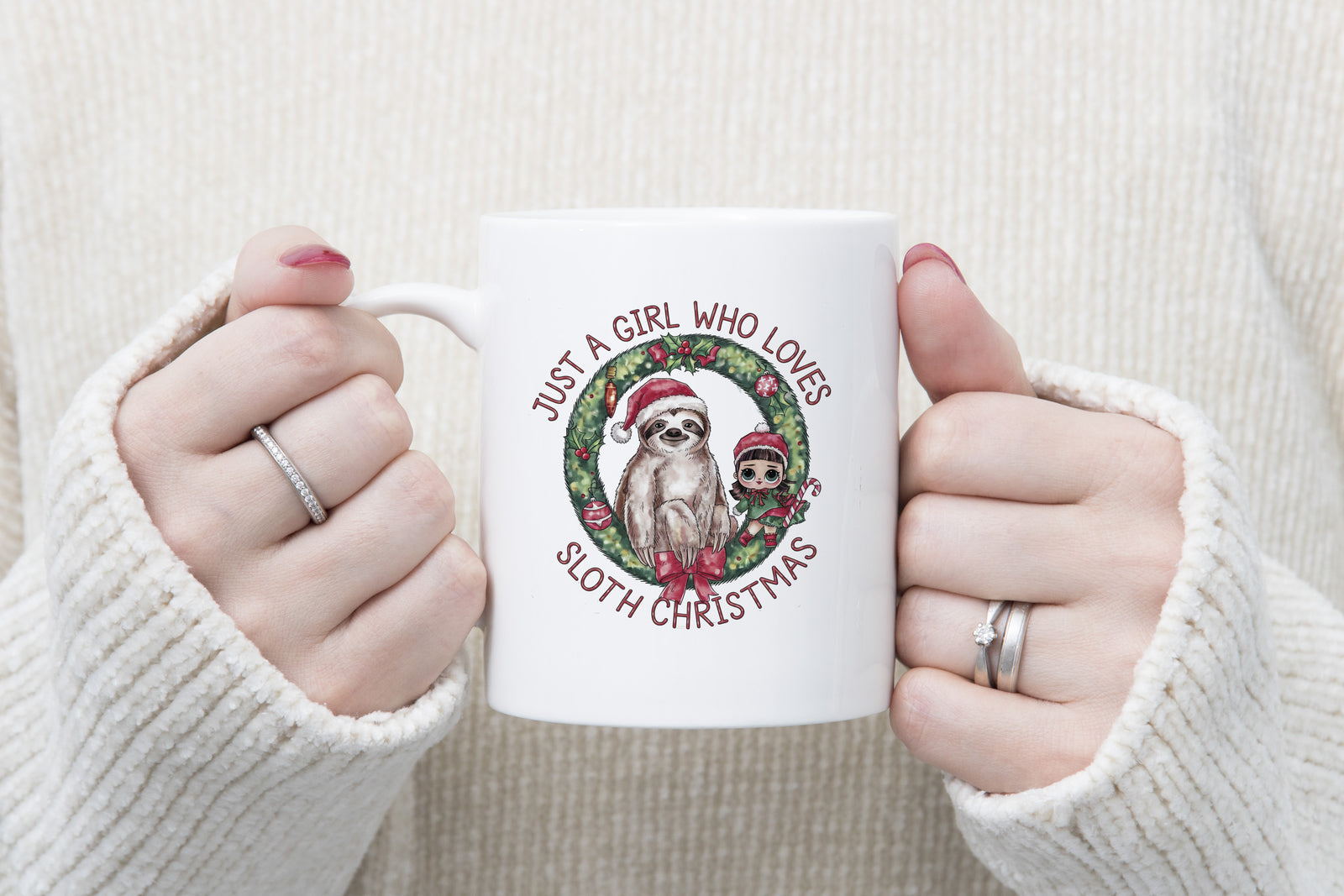 Just a Girl Who Loves Christmas and Sloth Novelty Mug Coffee Cup