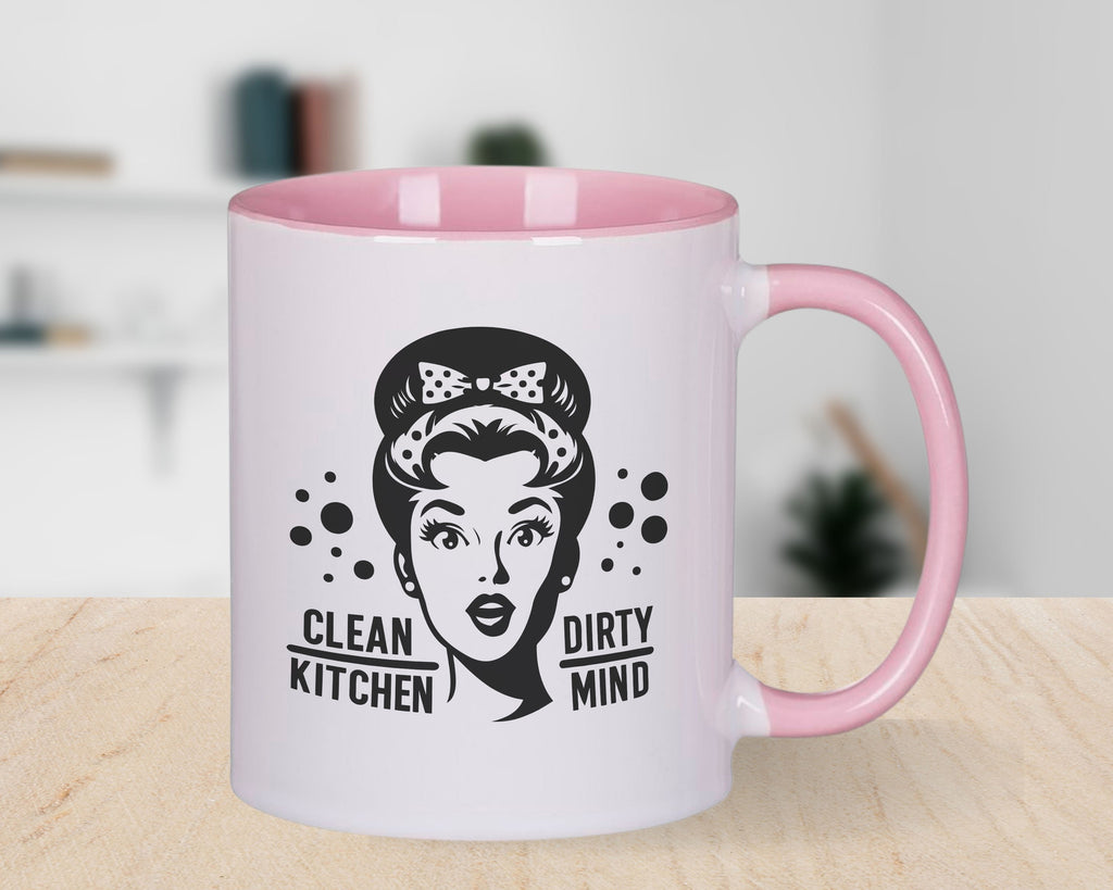 Clean Kitchen Dirty Mind Novelty Mug Retro Woman Sarcastic Caffeine Cup