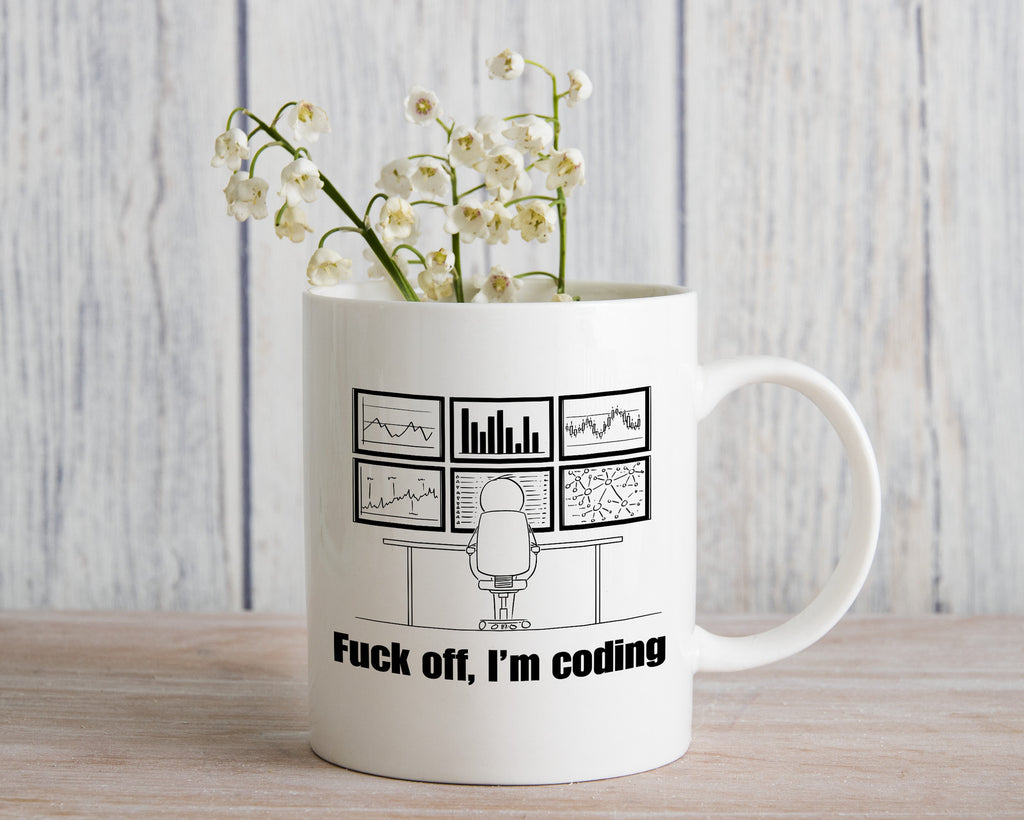 Go Away I'm Coding Novelty Mug Funny Geek Adult Coffee Cup F off
