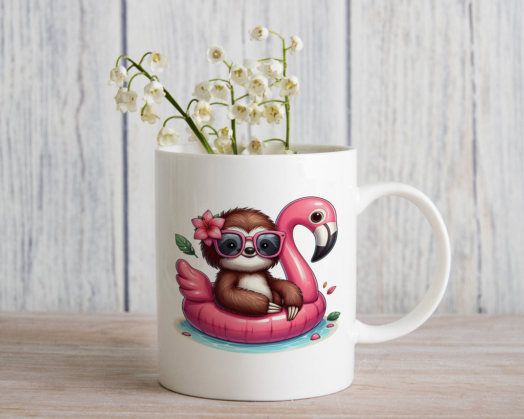 Sloth Summer Float Novelty Mug Fun Coffee Cup