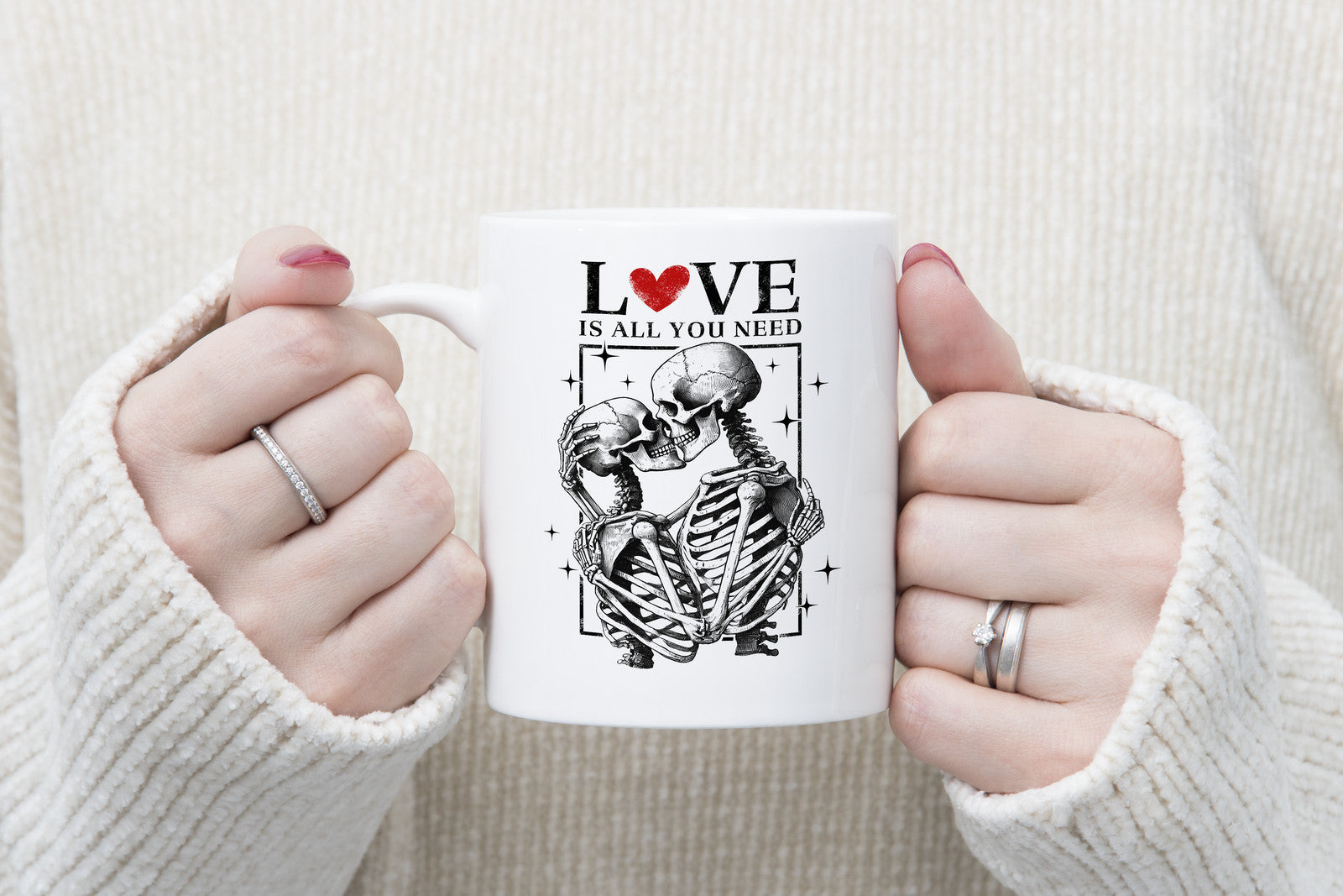 Valentines Day Mug Love is all you need Skeleton Coffee Cup