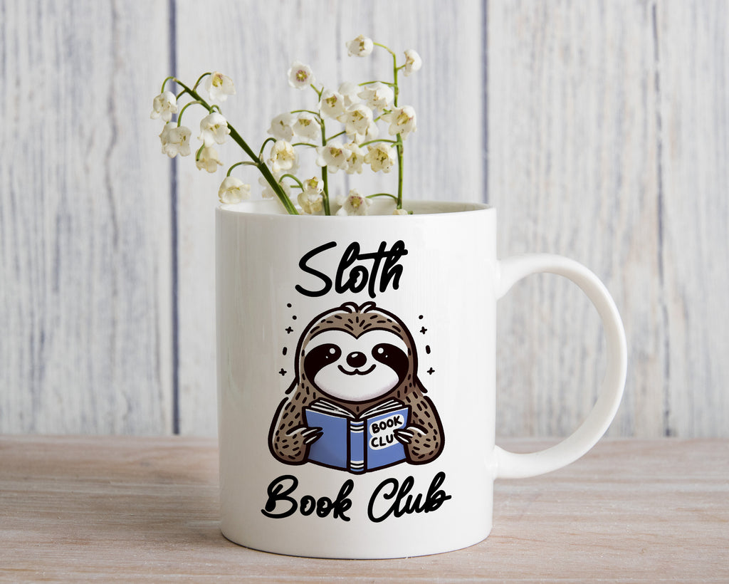 Sloth Mug Book Club Coffee Novelty Cup Reading