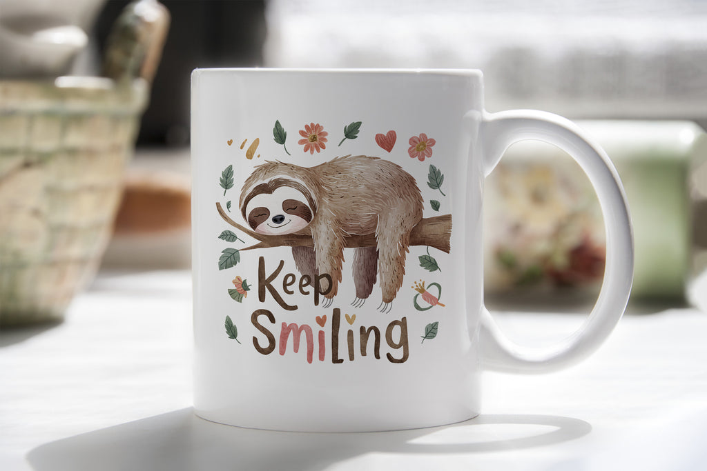 Sloth Mug Keep Smiling Happy Coffee Novelty Cup
