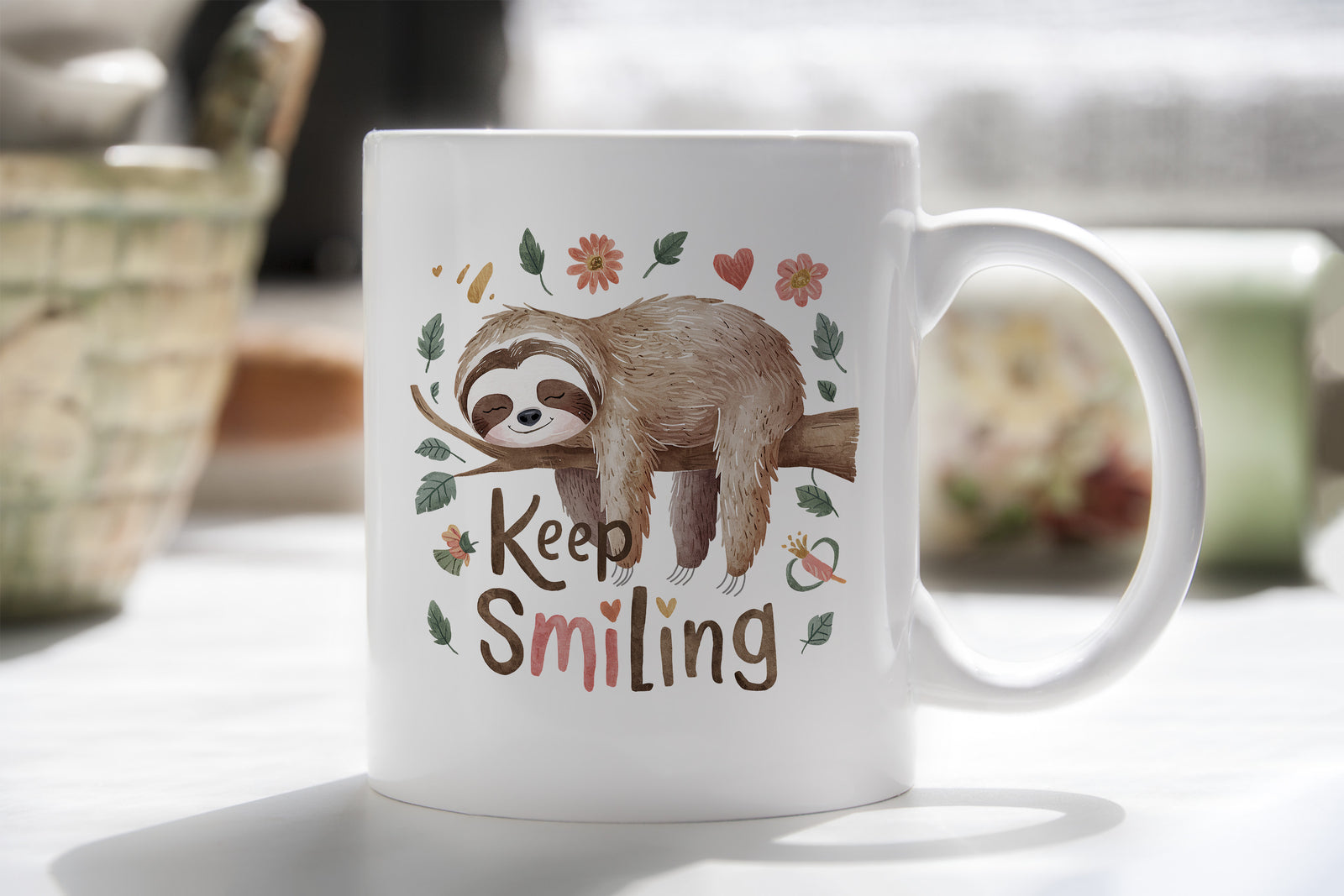 Sloth Mug Keep Smiling Happy Coffee Novelty Cup