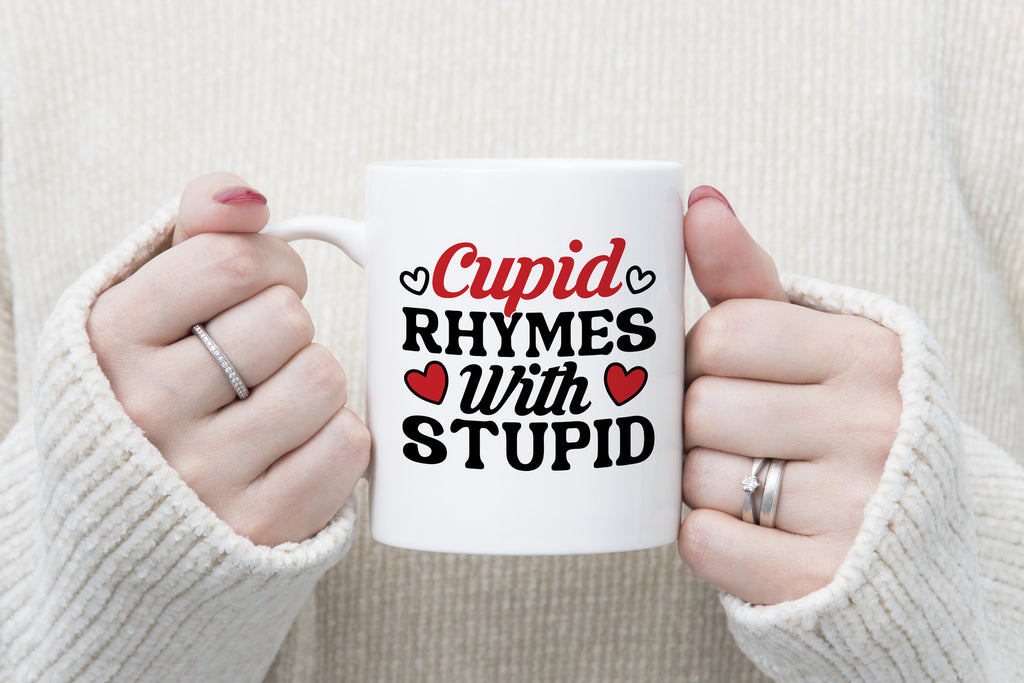 Cupid Rhymes with Stupid Anti Valentine's Day Novelty Mug Coffee Cup