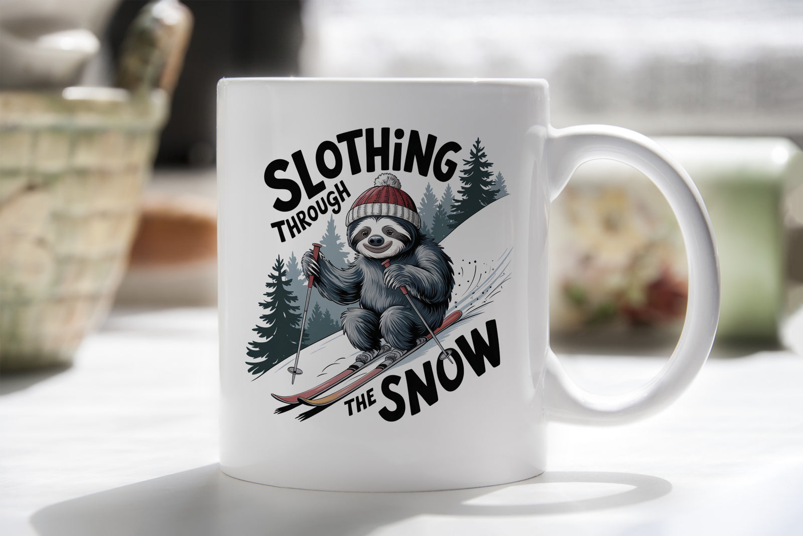 Christmas Sloth Mug Slothing Through the Snow Coffee Novelty Cup