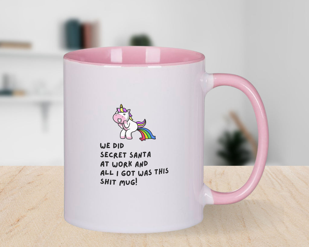 Secret Santa Shit Novety Mug Kris Kringle Funny Unicorn Coffee Cup Gift