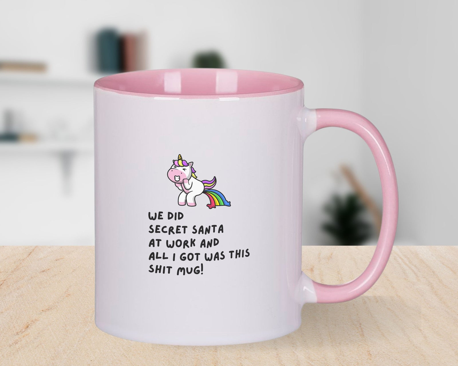 Secret Santa Shit Novety Mug Kris Kringle Funny Unicorn Coffee Cup Gift