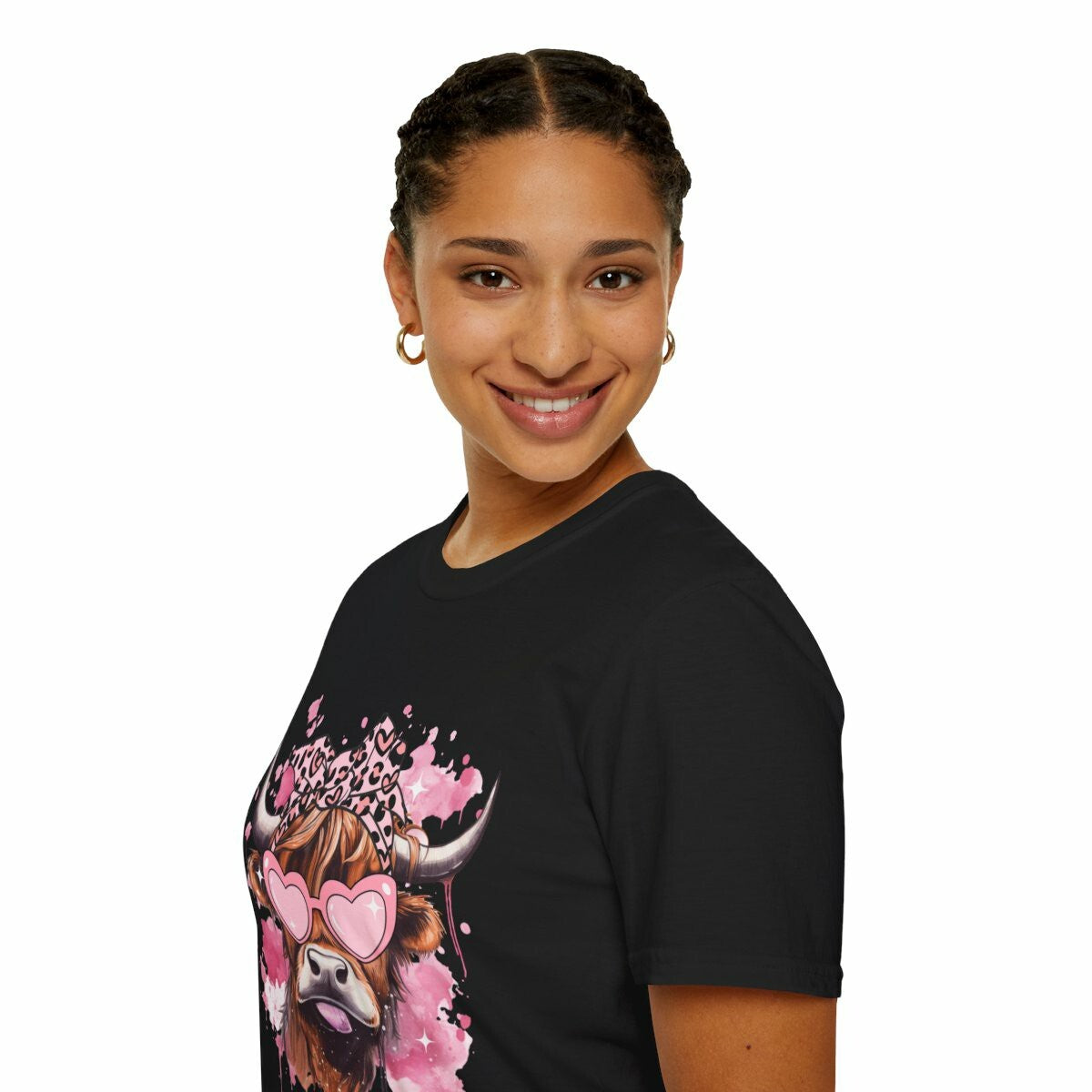 Love Highland Coo unisex t-shirt black Valentine's Day Cow Tee