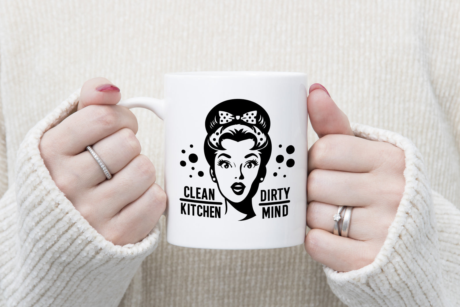 Clean Kitchen Dirty Mind Novelty Mug Retro Woman Sarcastic Caffeine Cup