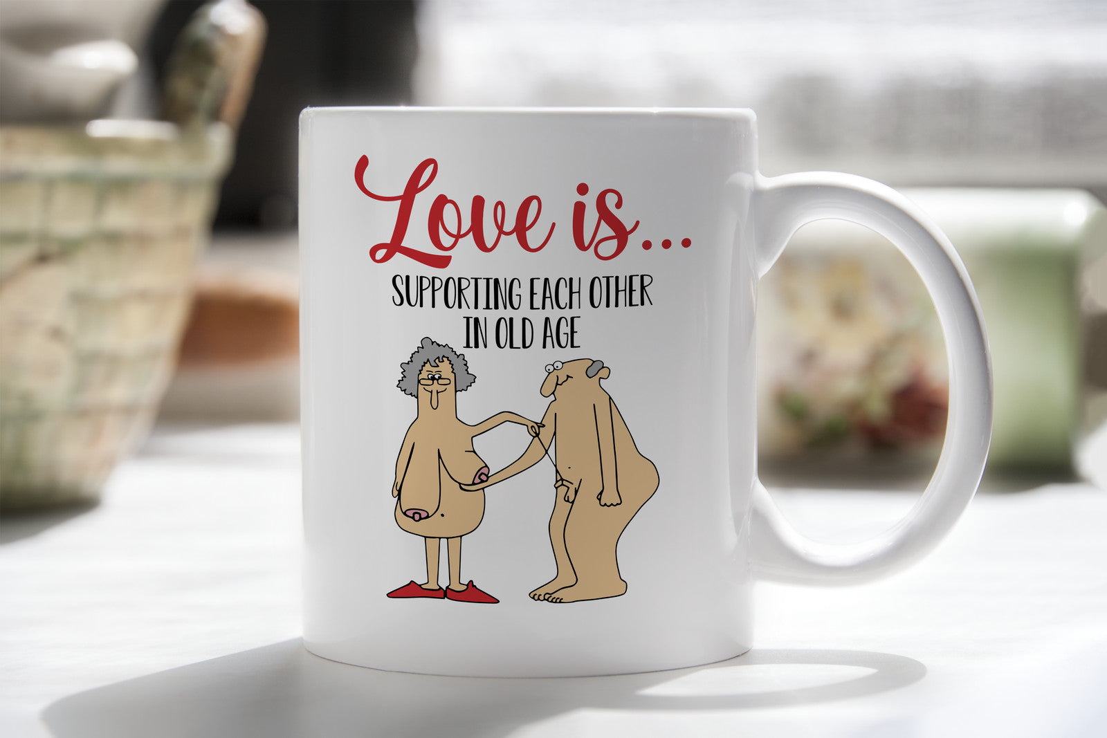 Funny Old Age Love Novelty Mug Supporting Each Other Coffee Cup Growing Together