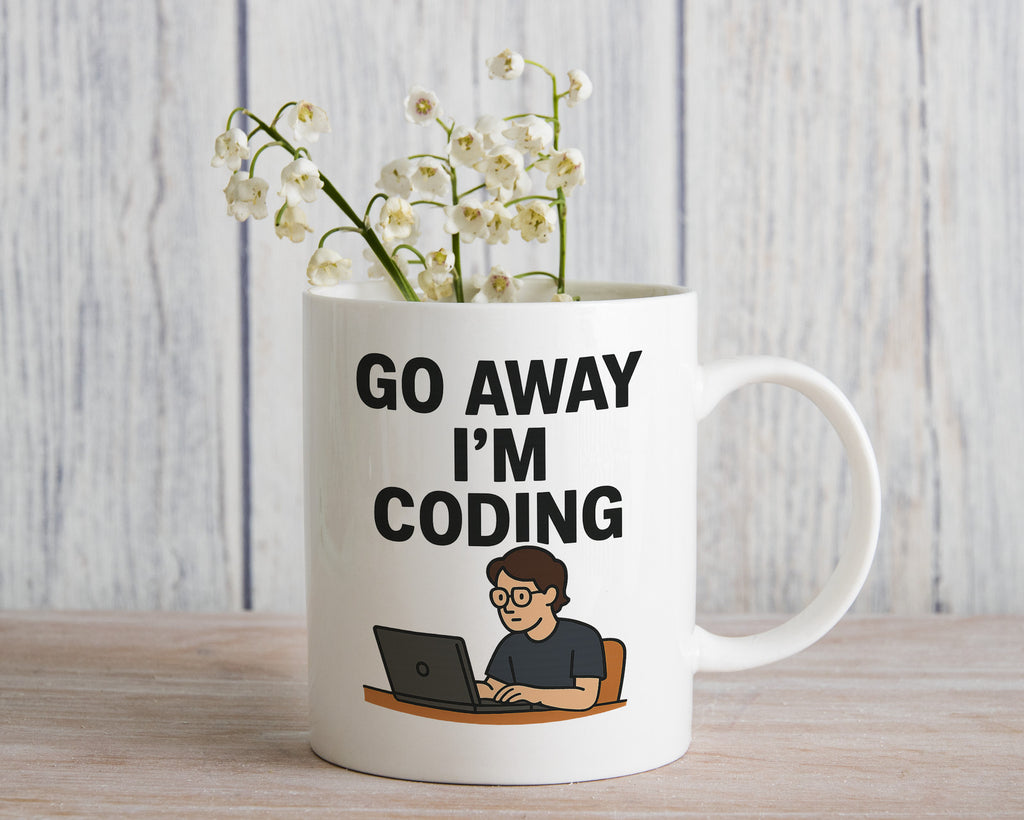 Go Away I'm Coding Novelty Mug Funny Nerd Coffee Cup