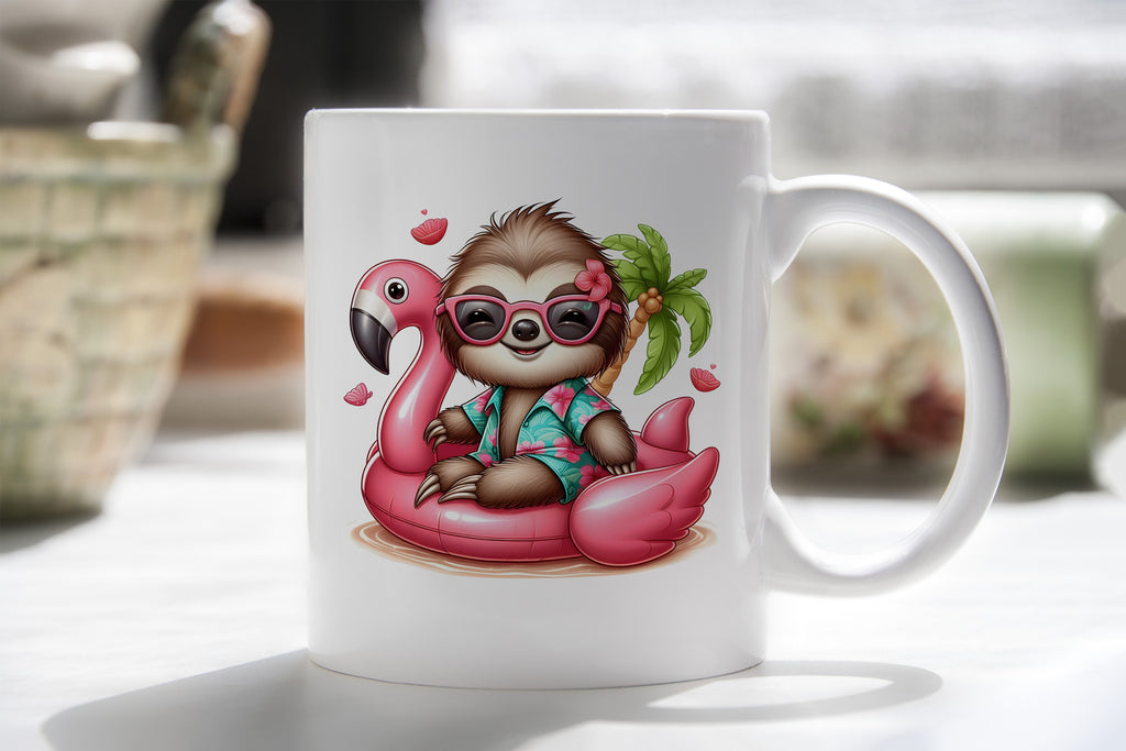 Pool Party Sloth Novelty Mug Caffeine Inflatable flamingo Tea Cup