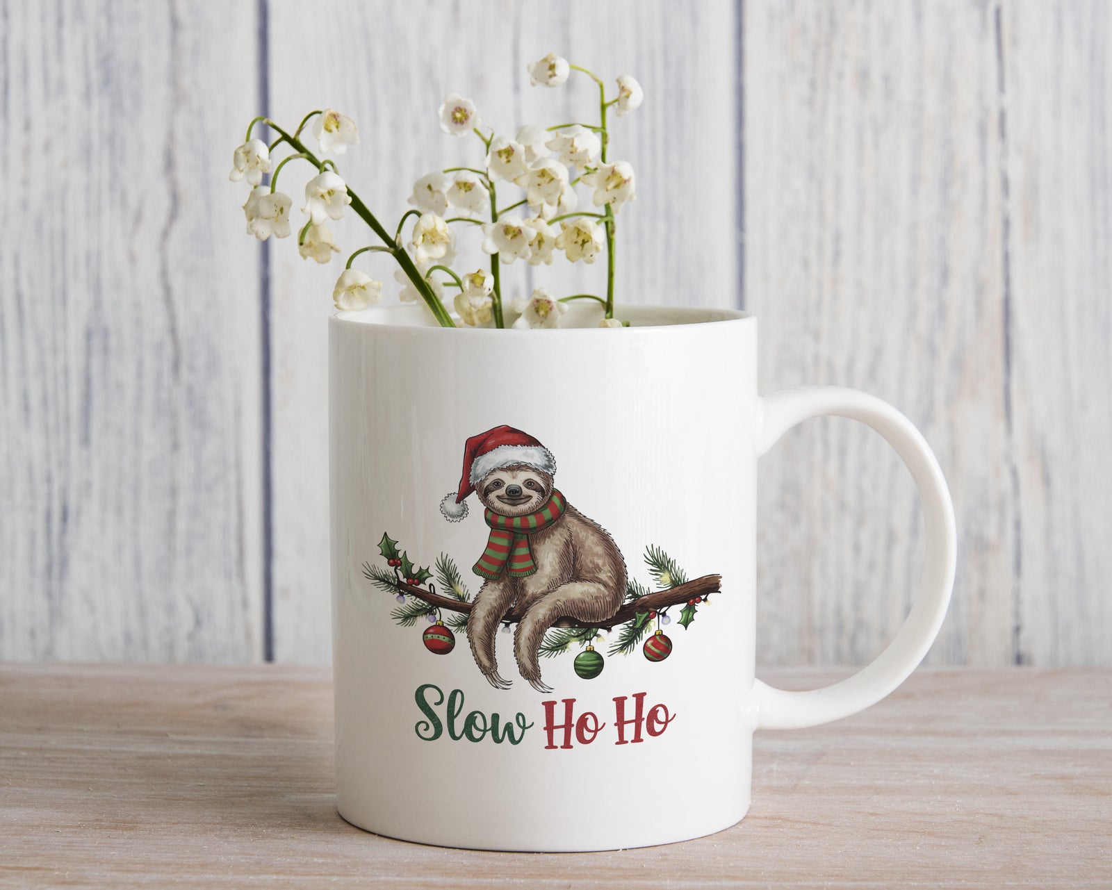 Funny Sloth Novelty Mug Slow Ho Ho Christmas