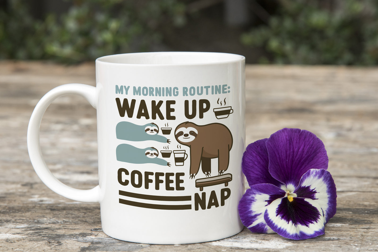 Sloth Mug Morning Routine Wake Up Coffee Nap Novelty Cup
