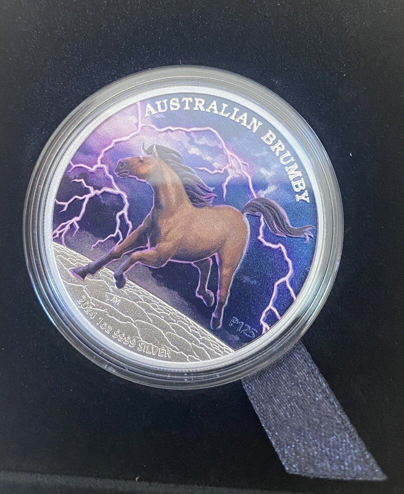 2024 Australian Brumby 1oz Silver Coloured Coin - In Hand