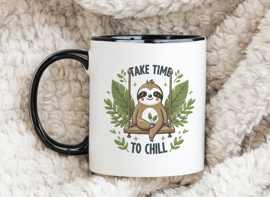 Sloth Mug Take Time to Chill Smiling Happy Coffee Novelty Cup