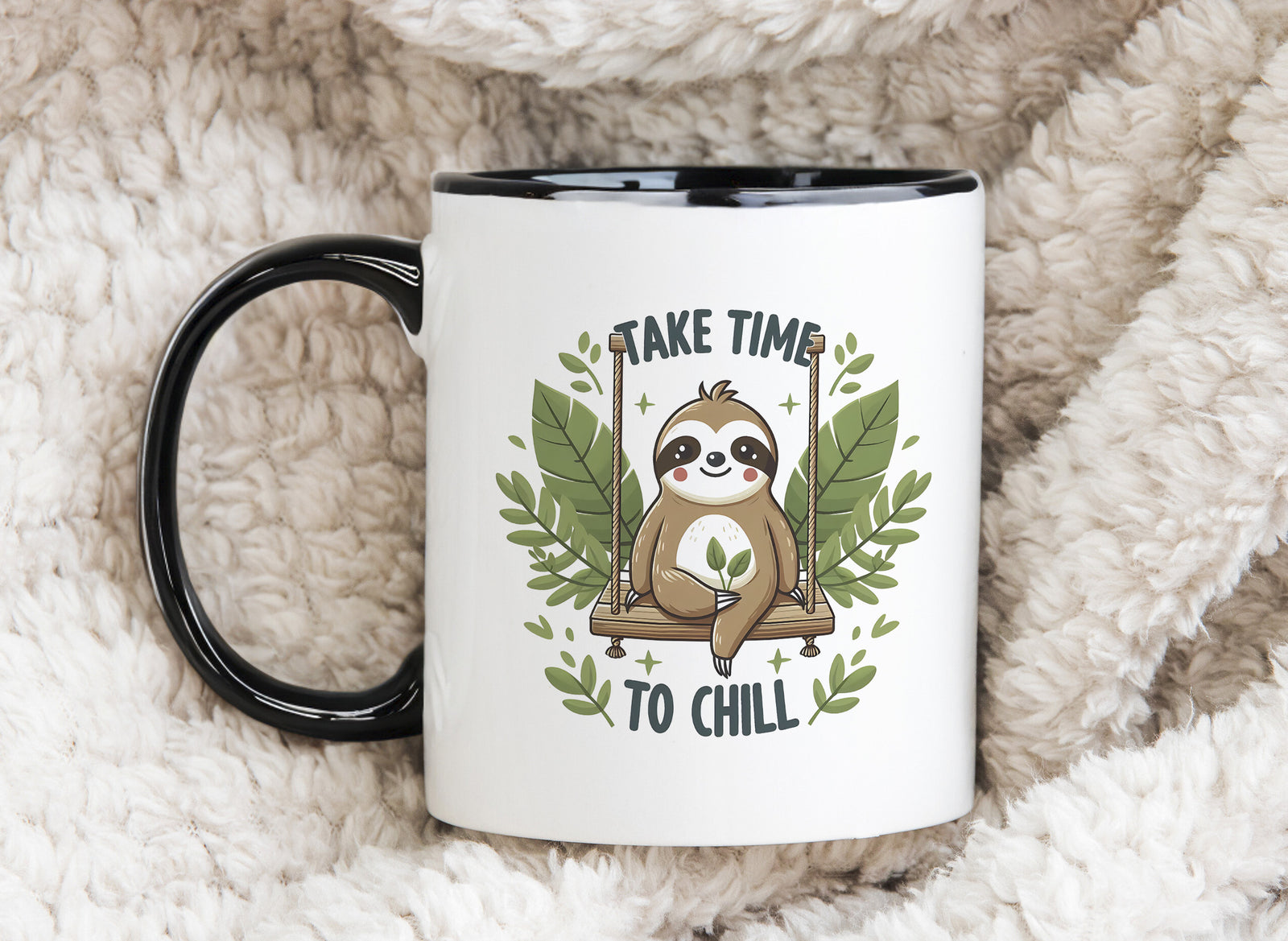 Sloth Mug Take Time to Chill Smiling Happy Coffee Novelty Cup
