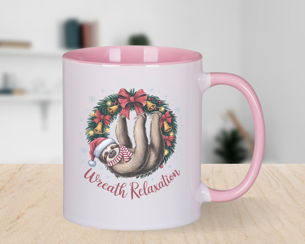 Sloth Coffee Novelty Mug Christmas Wreth Relaxation