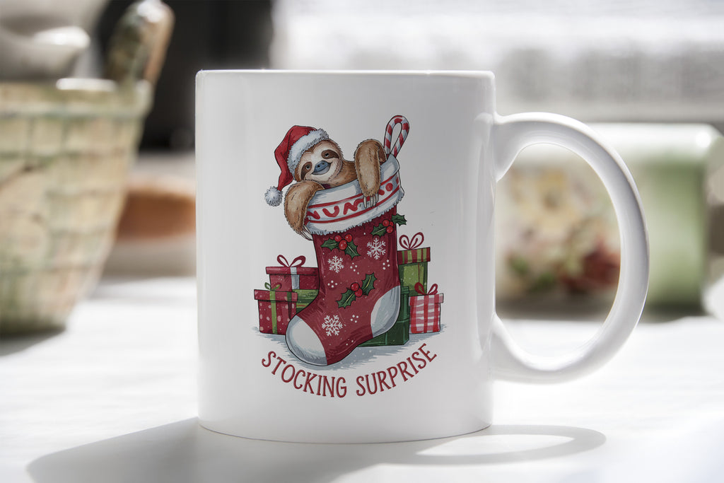 Sloth Christmas Novelty Mug Stocking Suprise Coffee Cup