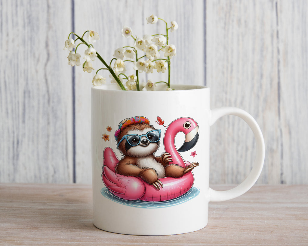 Summer Sloth Novelty Mug Caffeine Pool Party Inflatable flamingo Tea Cup