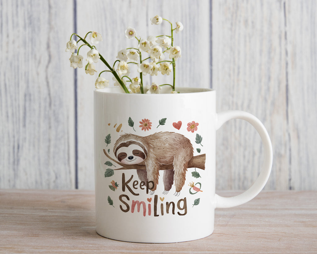 Sloth Mug Keep Smiling Happy Coffee Novelty Cup