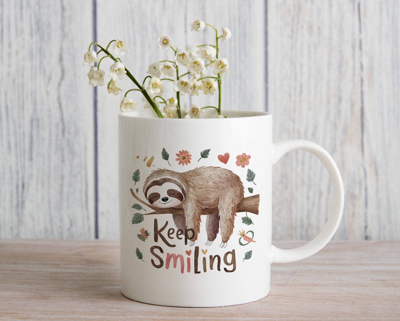 Sloth Mug Keep Smiling Happy Coffee Novelty Cup