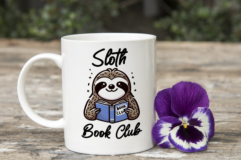 Sloth Mug Book Club Coffee Novelty Cup Reading
